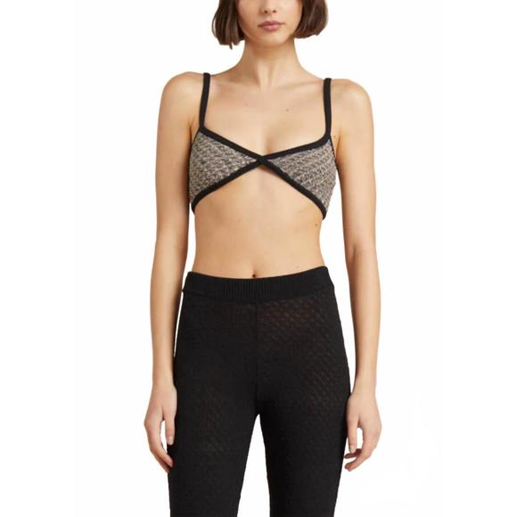 NEW BEC + BRIDGE valentina knit brallette in black/oat